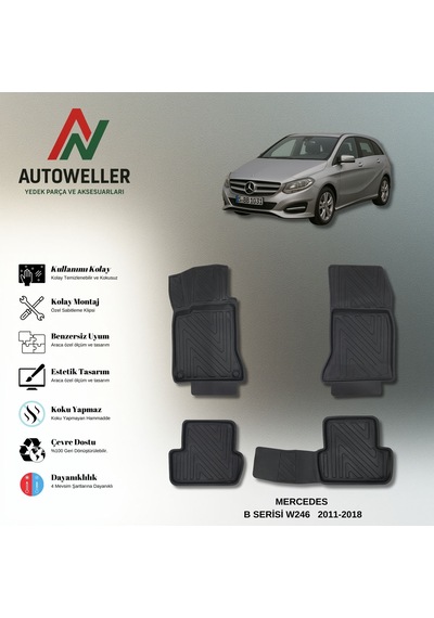 Mercedes-benz B Serisi 2011-2018 W246 Uyumlu Havuzlu Oto Paspas