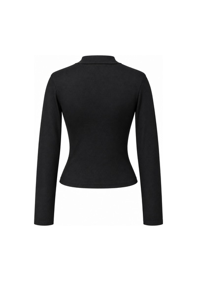 Mixray 2243 Kadın Yarım Balıkçı Yaka Uzun Kollu Slim Fit Bluz Siyah