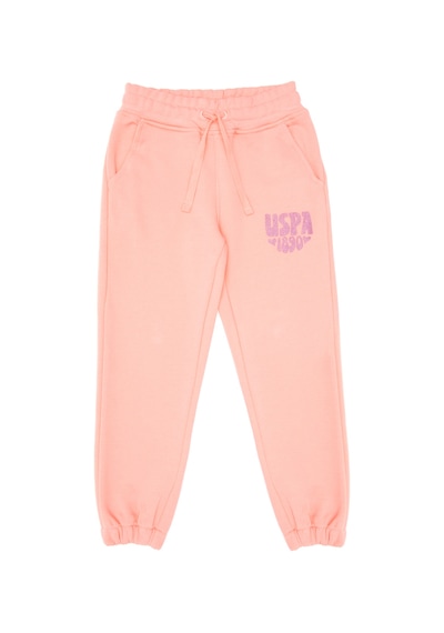 U.S. Polo Assn. Kız Çocuk Neon Pembe Simli Baskı Detaylı Jogger Eşofman Altı 50316849-VR105
