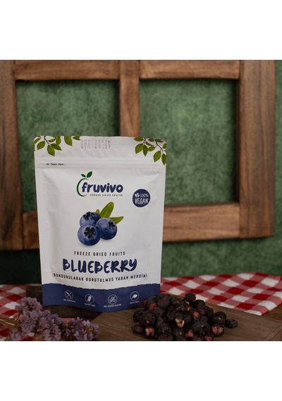 Fruvivo Dondurularak Kurutulmuş Yaban Mersini Freeze Dry Blueberry Şeker İlavesiz %100 Doğal Vegan Atıştırmalık 20 G