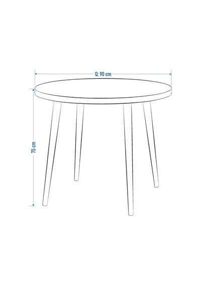 Vilinze Demre Yuvarlak Mdf Beyaz Sabit Mutfak Masası - Q90 Cm Naturel Beyaz