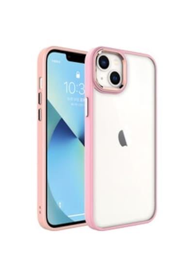 Lexroo İphone 14 Plus Krom Silikon Kılıf - Pembe Açık