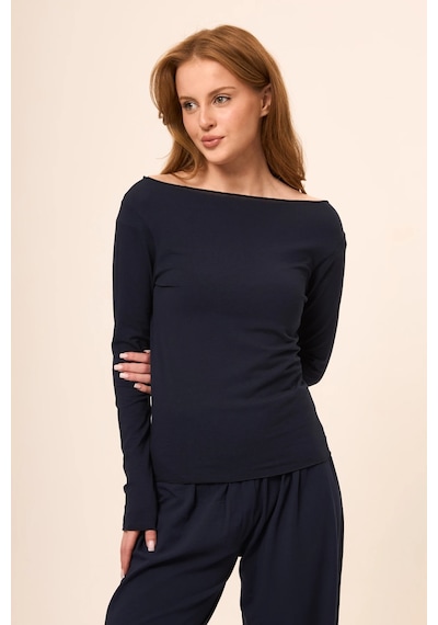 Zoor Ultra Soft Penye Modal Kayık Yaka Bluz Laci Vert