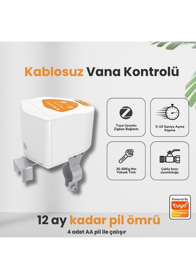 Zigbee Pilli Akıllı Su Ve Gaz Vana Kontrolcüsü Tuya, Smart Life,zigbee2mqtt Uyumlu Standart