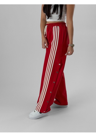 Cocopelli Kadın Şeritli Kırmızı Baggy Pantolon Coc1080 Kırmızı