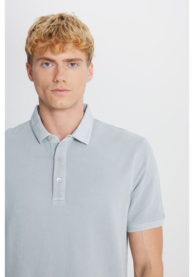 AC&Co / Altınyıldız Classics Erkek Grı %100 Pamuk Slim Fit Dar Kesim Polo Yaka Tişört Gri