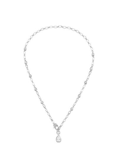 Damla Taşlı Rhodium Kolye Beyaz