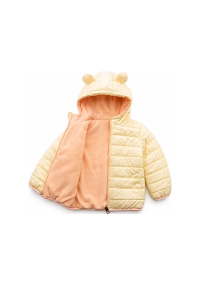 Mnk Baby & Kids Kız Çocuk Kapüşonlu İçi Polarlı Fermuarlı Şişme Mont M00859 Krem