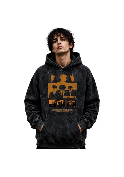 Sevbano Peaky Blinders Tommy Shelby Dizi Baskılı Unisex Oversize Premium Siyah