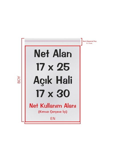 Şeffaf Bantlı Yapışkanlı Opp Jelatin Poşet 250'li 17 x 25 + 5 CM