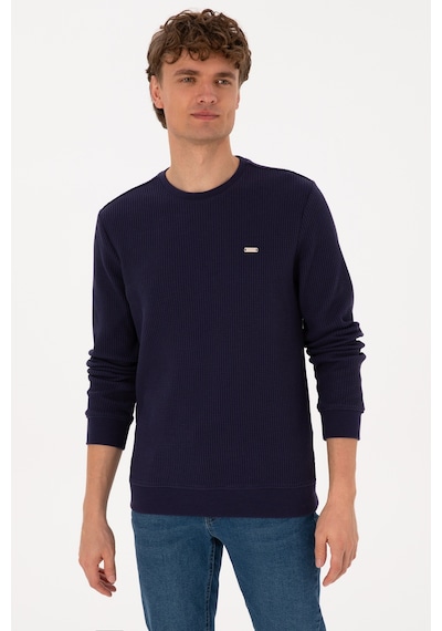 U.S. Polo Assn. Erkek Bisiklet Yaka Regular Fit Petek Dokulu Mürdüm Sweatshirt 50316304-VR074