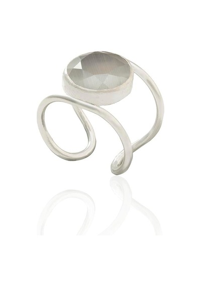 Kadir Jewellery 925 Ayar Gümüş Kaplama Zirkon Taşlı Kadın Minimal Yüzük Gri