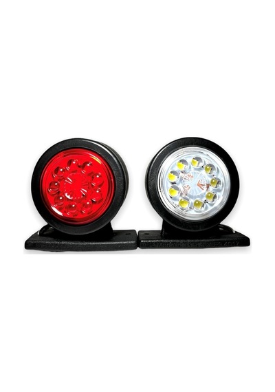 Ahmet Otomotiv 2 Adet Mercekli Takoz Lamba Kırmızı-beyaz 12v-24v