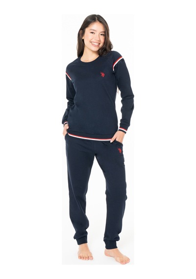 U.S. Polo Assn. Kadın Pamuklu Lisanslı Pijama Takımı 20118 Lacivert