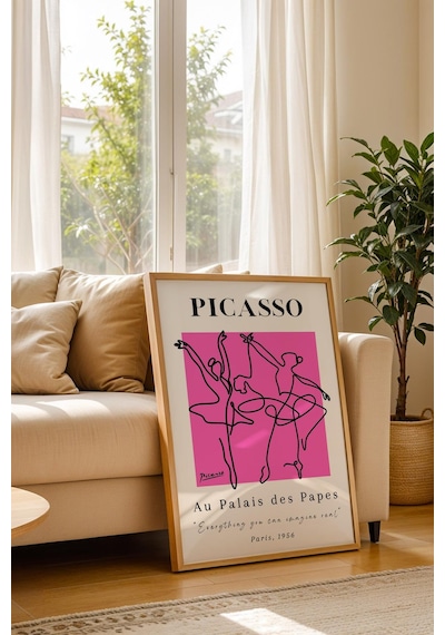 Pablo Picasso Au Paladis Des Papes Sergi Afişi 1956 Çerçeveli Tablo - Eklektik Tarz Duvar Dekoru
