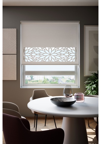 Lazer Kesim Mat Stor Perde, Lazer Kesimli Modern Serisi, M-131001 Beyaz Renk Beyaz Beyaz