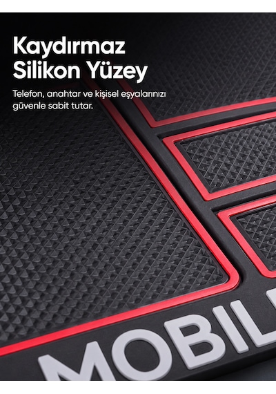 Çok Bölmeli Araç İçi Organizer Mat Kaydırmaz Silikon Telefon Tutuculu Tasarım - Lisinya