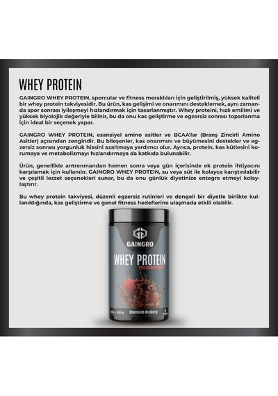 Whey Protein Çikolata Ve Ahududu Aromalı - 420 Gr 12 Servis Çikolata - Ahududu