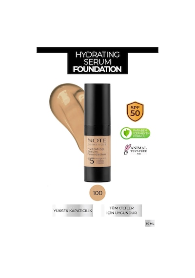 Hydrating Serum Spf 50 Nemlendirici Etkili Hyaluronik Asitli Serum Fondöten - 100