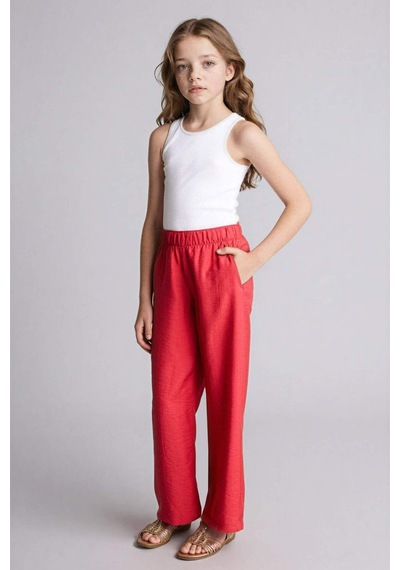 Defacto Straıght Wıde Krinkıl Pantolon Kız Çocuk G0612a826sppn680 Pembe-pn680