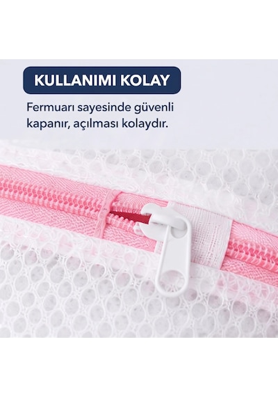 Özel Üretim Hassas Koruyucu Çamaşır Yıkama Filesi 40x50 Cm Fermuarlı Tekrar Kullanılabilir Çok Renkli