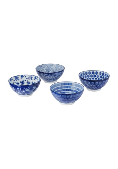 Ikea Entusiasm Porselen Kase Seti 12 Cm 4'lü Mavi - Beyaz