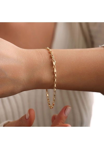 Sembol Gold Kare Forse Altın Bileklik 19 Cm Renkli Çok Renkli