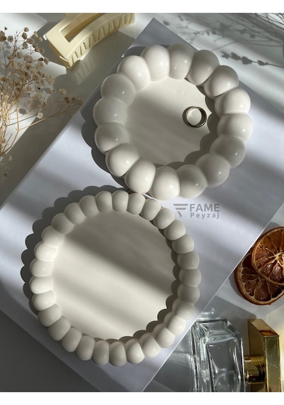 Bernami Biblo Pinterest 2'li Bubble Tabak Seti Verniksiz Dekoratif Mum Ve Takı Tabağı, Sunum Tabağı Ve Tepsisi