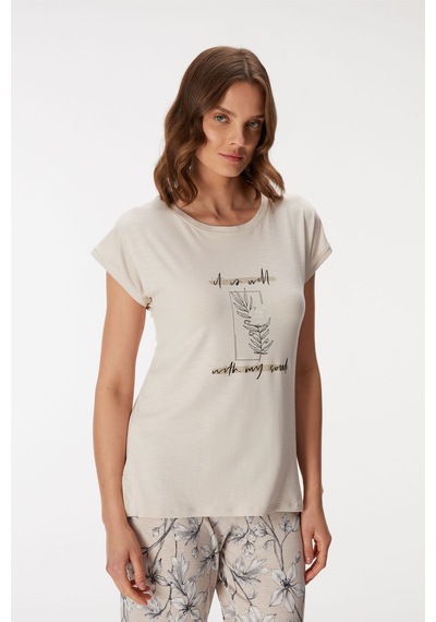 Anıl Man11383-1007 Anil Ev Giyim Man11383 11383 Kadın T-shirt Ve Pantolon Takım Gri