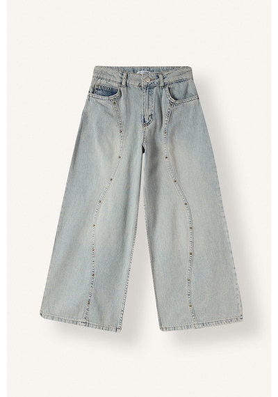 Defacto Barrel Fit Geniş Paça Zımba Detaylı Jean Pantolon Kız Çocuk I5746a826aunm29 Yeşil-nm29