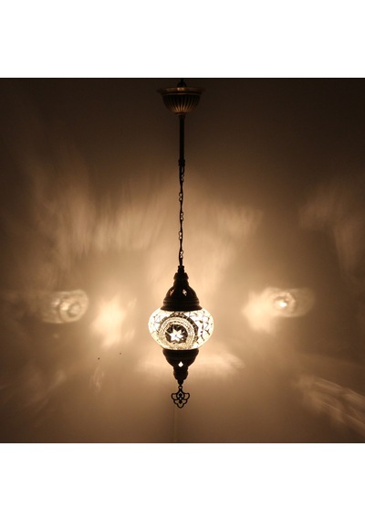Dekoratif MOZAİK AVİZE TEKLİ SARKIT GECE LAMBASI FAS TARZI