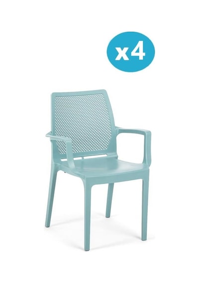 Omnipazar Sy-2504 Plastik İcon Bahçe Koltuk Sandalye 4'lü Set Turkuaz
