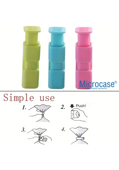 Microcase Plastik Poşet Saklama Malzemesi Ağız Kapama Aleti Kıskacı - Al5306 10 Adet Açık Mavi