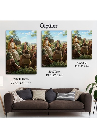 Es10 İsa Mesih Havarilerine Ders Veriyor, Hristiyan Hediye Tablosu Jesus Christ -6382 (70 x 100)