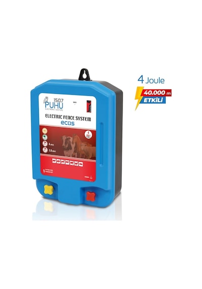 Puhu Ecos Güneş Enerjili Elektrikli Çit Cihazı 4 Joule 40w Panel + 12v/24ah Jel Akü