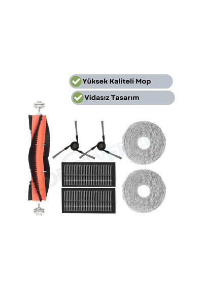 Mova E40 Ultra Uyumlu Fırça Hepa Filtre Mop Seti-7 Parça