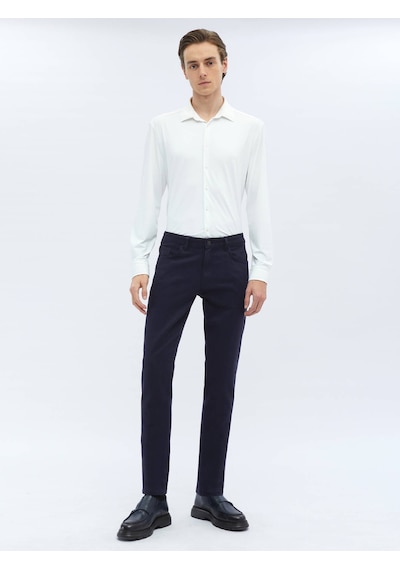 Kip Lacivert Dokuma Slim Fit Casual Pamuk Karışımlı Pantolon 400053 Lacivert