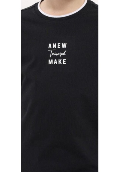 Carinos Çocuk Pamuklu Yakası Kolları Şerit Detaylı A New Kabartma Yazılıtshirt-12983-siyah Siyah Carinos Çocuk Pamuklu Yakası Kolları Şerit Detaylı A New Kabartma Yazılıtshirt-12983-siyah Siyah