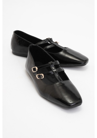 Luvishoes Luvi Shoes Starlıng Siyah Rugan Hakiki Deri Kadın Babet Ayakkabı Siyah Rugan