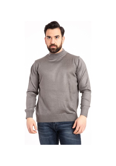 Nacar Store Erkek Gri Yarım Boğazlı Kazak