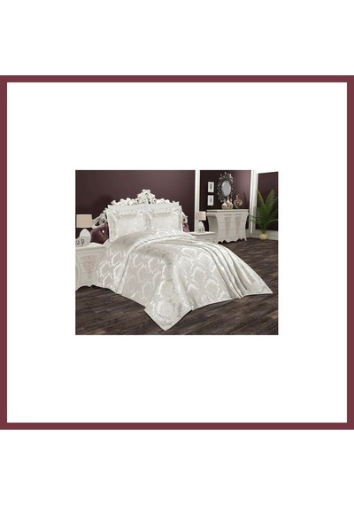 Storeşahin Krem Çift Kişilik Dantelsiz Pike Takımı - 3 Parça Shn0720