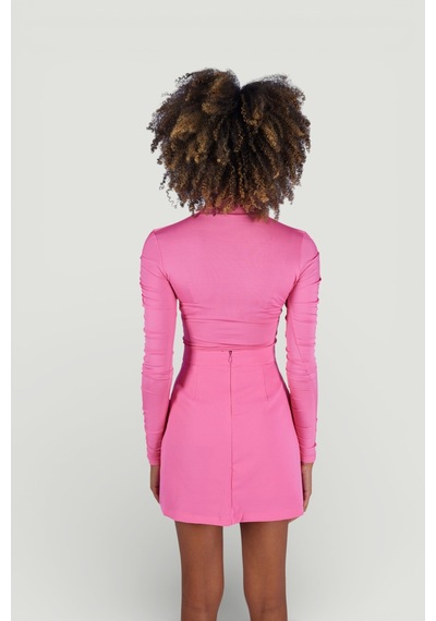 Holly Lolly Drape Detaylı Yarım Balıkçı Draped Bluz Pembe