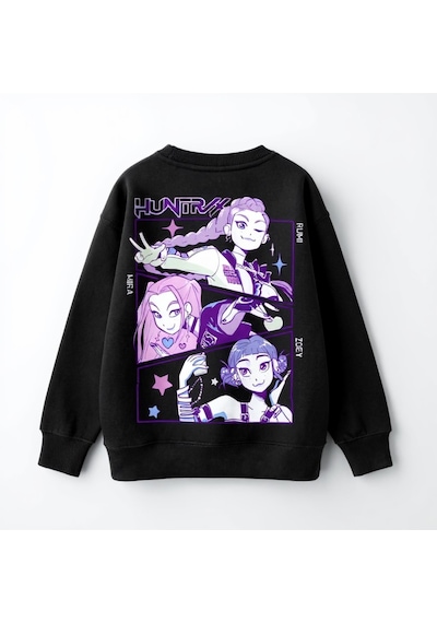 Kpop Kız Çocuk Sweatshirt St09570 Siyah