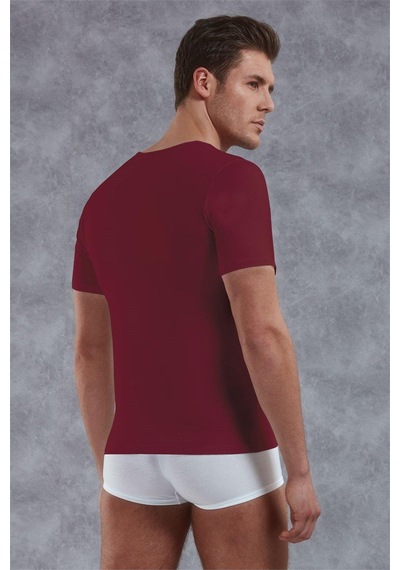 Doreanse Erkek Modal Derin V Yaka Kısa Kol T Shirt 2820 Bordo Bordo