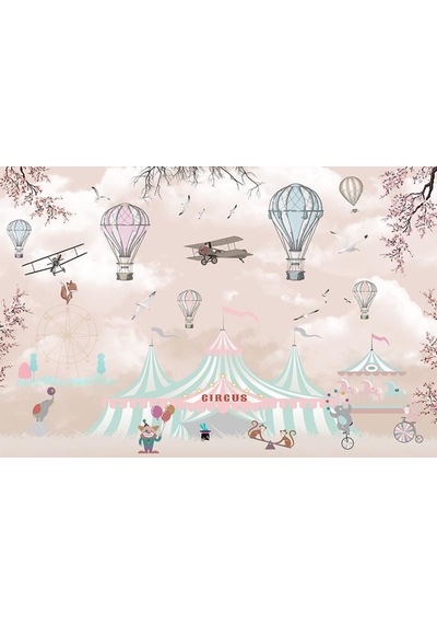 Sirk Temalı Uçan Balonlar Duvar Kağıdı