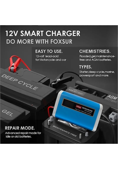 Tr Araç Akü Şarj Cihazı 12 V 6a Akıllı Araç Aküsütrickle Şarj Cihazı Ve Bakım Cihazı, Desülfatör Ve Sıca