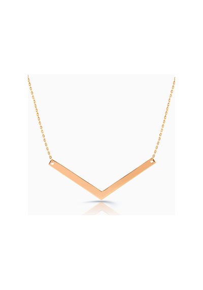 Kuyumcudukkani Zincirli"v Şekilli"figürlü Kolye-37090-r Rose Gold