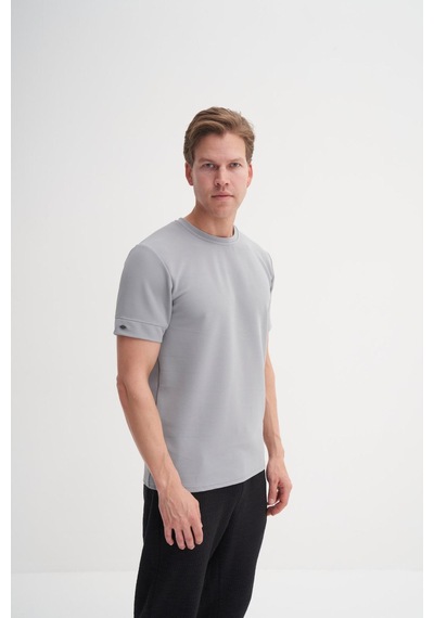 Cazador 4202 Erkek Bisiklet Yaka T-shirt Gri