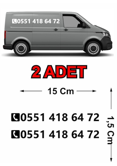 Kişiye Özel Telefon Numarası Sticker - Araba Oto Motosiklet Karavan Cam Araç Sticker - 00143 15X1,5 Cm
