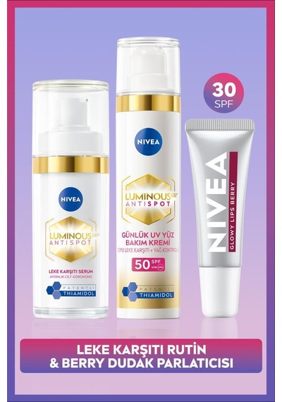 Spf50 Luminous630 Leke Karşıtı Gündüz Yüz Kremi, Cilt Serumu Ve Berry Nemlendirici Dudak Parlatıcı